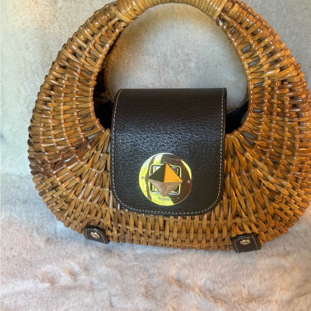 Kate Spade Santiago Rattan Handbag - Picture 3 of 14